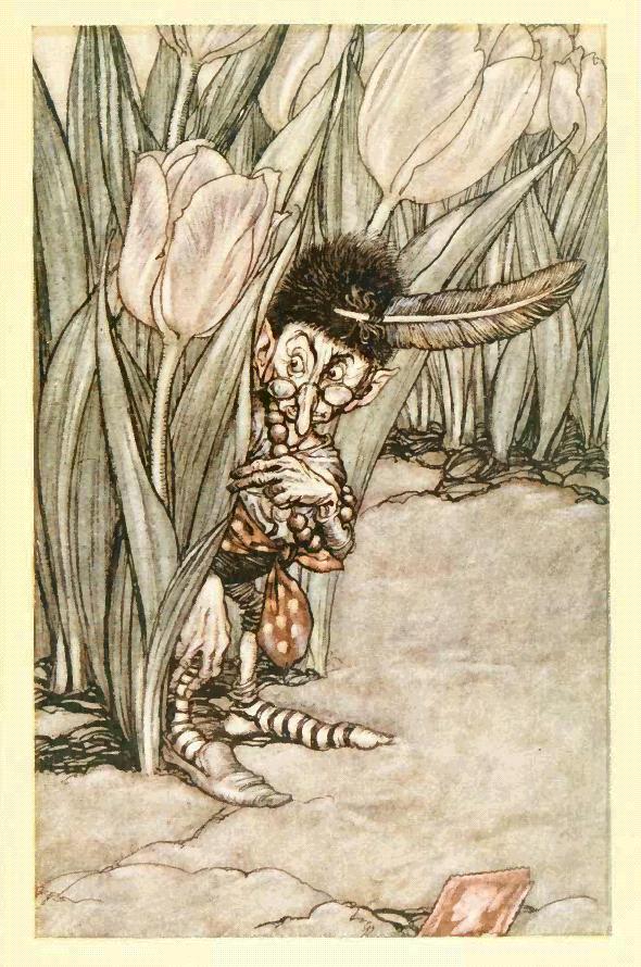 When he heard Peter's voice he popped in
alarm behind a tulip.