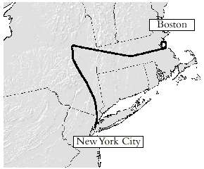 Flight path of American Airlines Flight 11