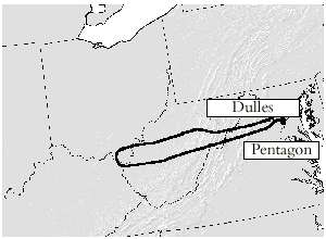 Flight path of American Airlines Flight 77