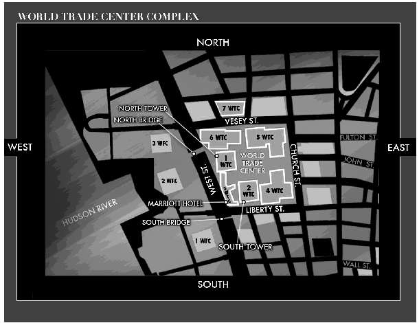 map of the World Trade Center Complex as of 9/11