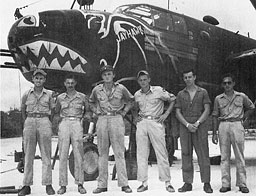 Figure 11. Left to right: 1/Lt. Ed Reel, 1/Lt. Charles Yackiw, 1/Lt. Robert Driscoll, T/Sgt Corydon Johnson, S/Sgt Sherwood Singer, S/Sgt Rosaire Dubois.