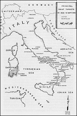 Principal NAAF Targets 18 Aug.--8 Sept. 1943