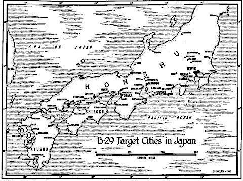 Map: B-29 TARGET CITIES IN JAPAN