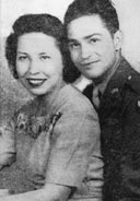 S-Sgt. John Lee Redeagle, Quapaw, and his wife. Sgt. Redeagle,
wearer of the Air Medal, was released from a German prison camp
after several months of captivity.