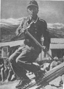 Figure 28.--A Waffen-SS mountain sergeant teachesthe use of ice ax and crampons