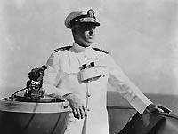 Photo # 80-G-20824   Captain Daniel J. Callaghan on the bridge of USS San Francisco, circa 1941-1942