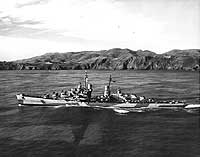 Photo # 80-G-215947:  USS Reno outbound in the Golden Gate, California, 25 January 1944
