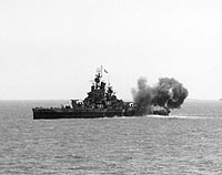 Photo # 80-G-231961:  USS Nevada bombards German positions during the Normandy landings, 6 June 1944