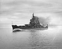Photo # 80-G-283559:  USS Boston on a full power run, 22 October 1943