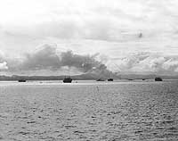 Photo # 80-G-34676: Transports off Tulagi during landings, circa 7-8 August 1942
