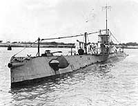Photo # NH 41742:  USS R-4 in a harbor, during the 1920s