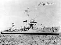 Photo # NH 42150:  USS Maury in 1938.  Autographed by Adm. Arleigh A. Burke