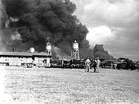 Photo # NH 42316:  View at the Pearl Harbor Marine Barracks, in the morning of 7 December 1941.