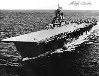 Photo #  NH 42373:  USS Bunker Hill at sea in 1945