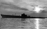 Photo # NH 42898:  USS Perch silhouetted by the Sun, circa 1936-1937