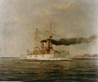 Photo # NH 47388-KN:  USS Olympia, painting by Francis Muller