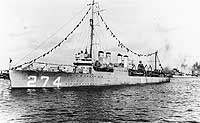 Photo # NH 49833:  USS Meade at anchor off San Diego, California, circa 1920