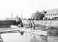 Photo # NH 51135:  USS L-8 in dry dock at the Portsmouth Navy Yard, Kittery, Maine, 1917.