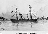 Photo # NH 52241:  USS Katahdin on the Mississippi River, 1862. Artwork by Davis