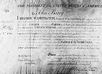Photo # NH 56855: John Barry's commission as a Captain in the U.S. Navy, 1797