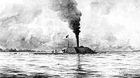 Photo # NH 57815:  CSS Albemarle, wash drawing by R.G. Skerrett