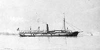 Photo # NH 57820:  USS Galena.  Wash drawing by R.G. Skerrett, showing the ship as she appeared circa mid-1862
