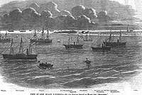 Photo # NH 59009:  USS Wissahickon and other ships off Ship Island, Louisiana, in early 1862