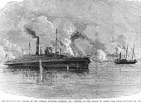 Photo # NH 59143:  U.S. gunboats Clifton and Sachem disabled and captured at Sabine Pass, Texas, 8 Sept. 1863