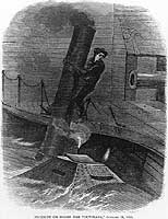 Photo # NH 59153: Confederate torpedo boat St. Patrick attacks USS Octorara, January 1865
