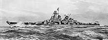 Photo # NH 61246:  Artwork of a Montana class battleship