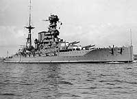 Photo # NH 63077:  British battleship Barham, photographed during the mid-1930s