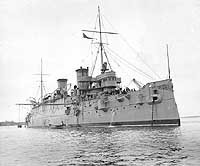 Photo # NH 63591:  USS Minneapolis at anchor, 1898