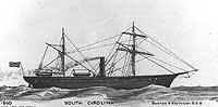 Photo # NH 63842: Steamship South Carolina, which was USS South Carolina in 1861-66.  Artwork by Erik Heyl