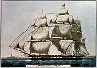 Photo # NH 64089-KN:  USS Cumberland. Lithograph by N. Currier, 1843
