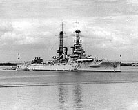 Photo # NH 64508:  USS Arkansas at anchor, during the early 1920s