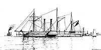 Photo # NH 65462:  USS Fulton.  Pen and ink drawing by Samuel Ward Stanton, depicting the ship as first completed