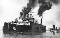 Photo # NH 68863:  USS Illinois in the new floating drydock at New Orleans, 6 January 1902