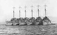 Photo # NH 69515:  Destroyer Division 33 moored at San Diego, 16 April 1921