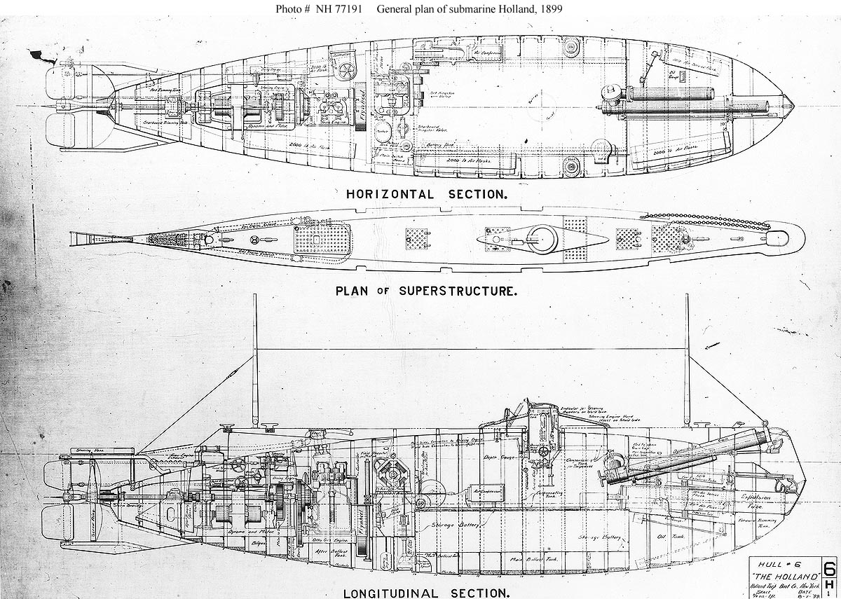 USN Ships--USS Holland (Submarine # 1) -- Plans, Models 