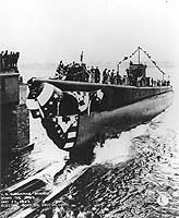 Photo # NH 79755:  Launching of USS Dorado, at Groton, Connecticut, 23 May 1943