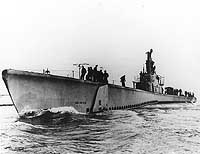 Photo # NH 79774:  USS Lagarto underway, probably in Lake Michigan during trials, circa the last part of 1944