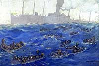 Photo # NH 86494:  Sinking of USS President Lincoln, 31 May 1918.  Painting by Fred Dana Marsh