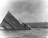 Photo # NH 89399:  USS Tucker sunk, after hitting a mine, August 1942