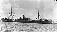 Photo # NH 90172:  USS Ajax with submarines B-2 & B-3 on board, 1913