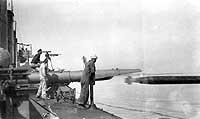 Photo # NH 92539:  Firing a torpedo from USS Walke's starboard tubes, circa 1914