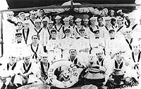 Photo # NH 93718: Officers and Crew of USS Roe, circa 1915-1916.  Photographed by Rox