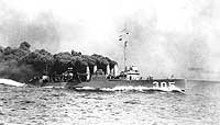 Photo # NH 95912:  USS Thompson laying a smoke screen during exercises, circa 1920-21