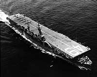 Photo # NH 97618:  USS Wright with SNJ aircraft on deck.