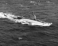 Photo # NH 97661:  USS Albacore underway in April 1954
