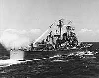 Photo # NH 98281:  USS Boston fires a Terrier guided missile, August 1956